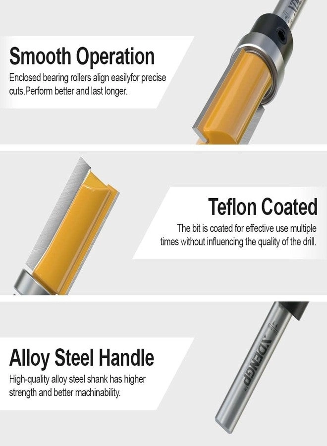 Flush Trim Router Bit Set - 1/2" 1/4 Inch 4 PCS