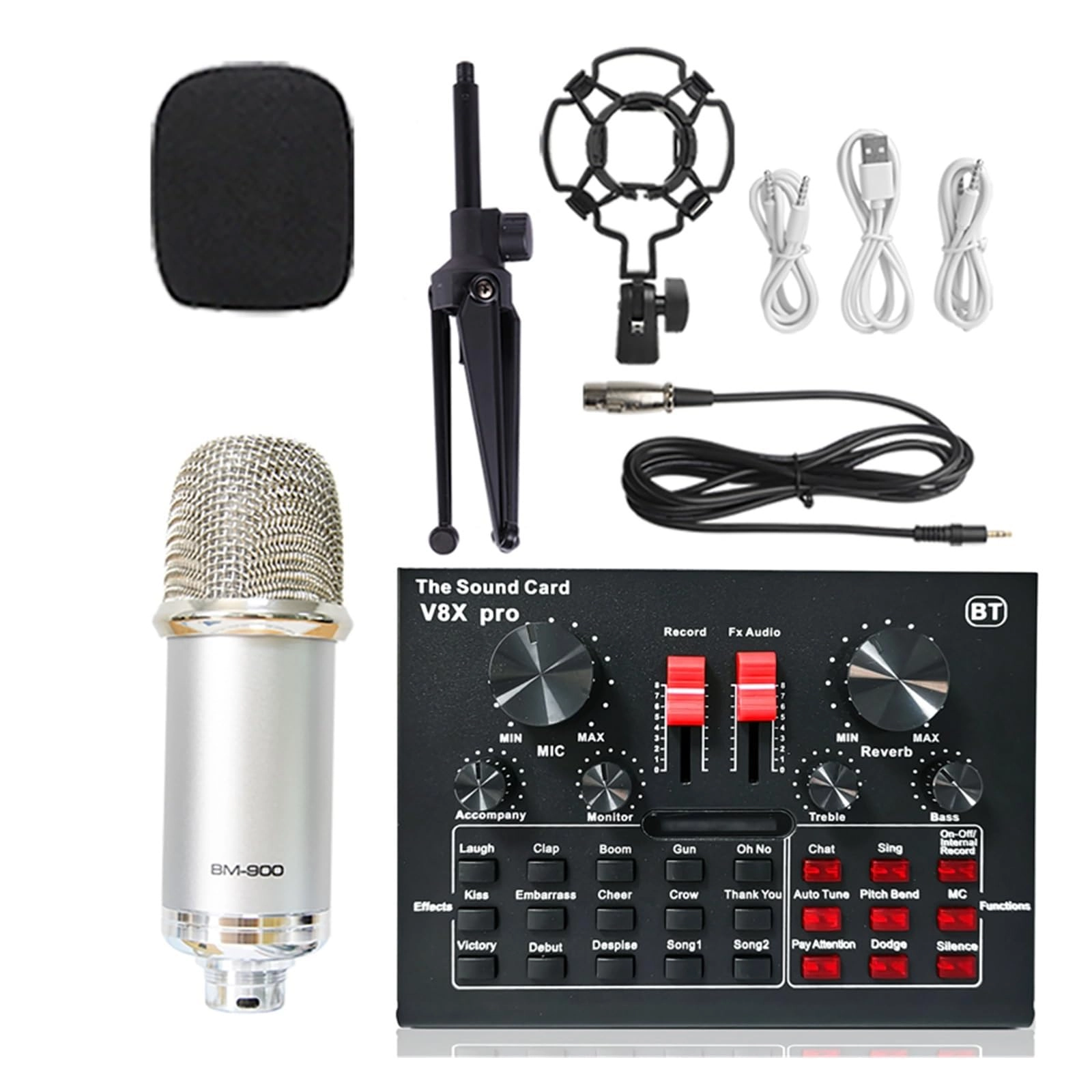 WXH1000 + BM900 + V8XPRO Wireless+USB Microphone Kit