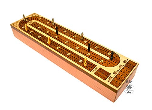 3 Track Cribbage Board - 29 shape Blood wood / Maple