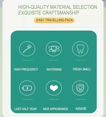 Smart Sonic Bamboo Toothbrush - IPX8 Waterproof 3 Replaceable Heads 5 Modes