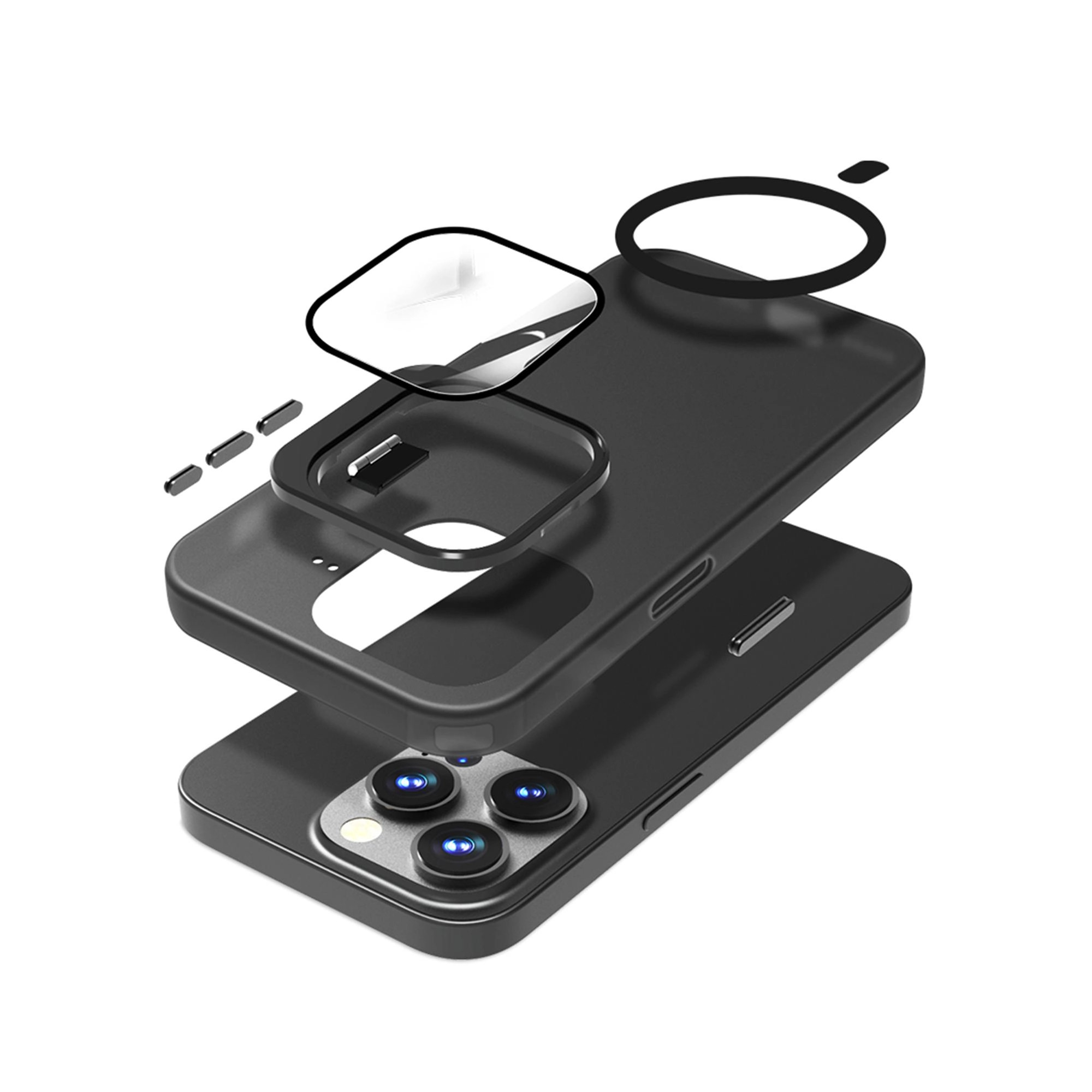 Camera Glass Stand Cover Case for iPhone 15 Pro Max