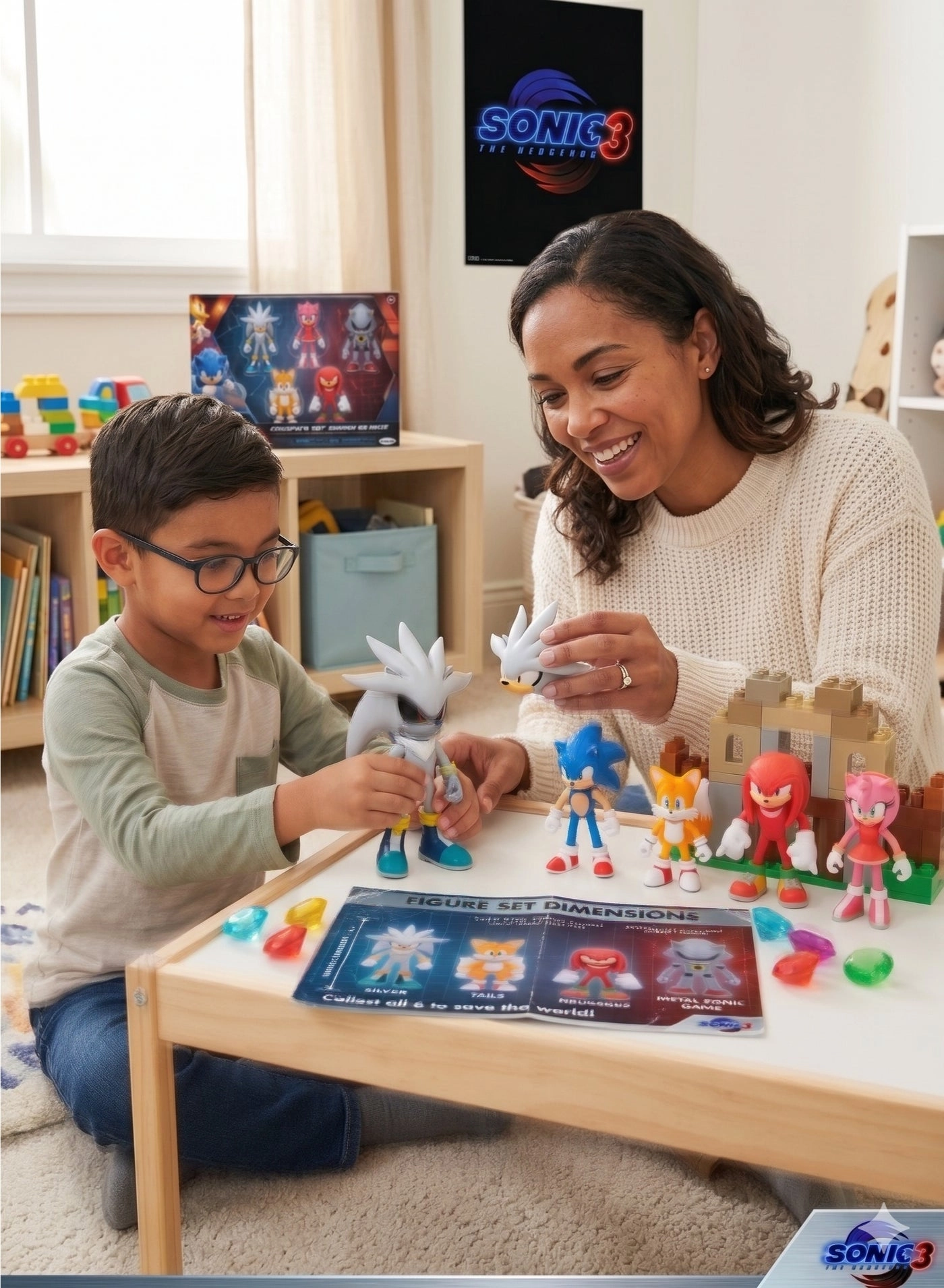 Sonic + Silver + Amy Rose + Metal Sonic + Tails + Knuckles - Sonic - 3+ Years 6 pieces