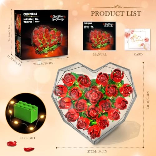 Forever Heart Shape Box Roses - with Light Red Kits
