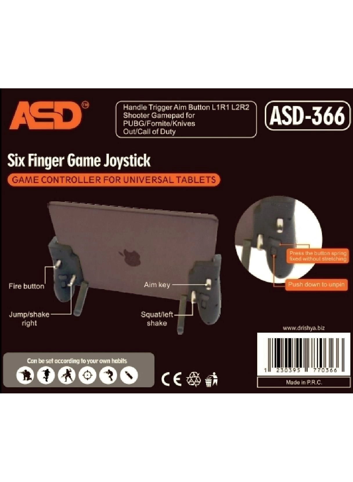 Six Finger Game Controller - Black