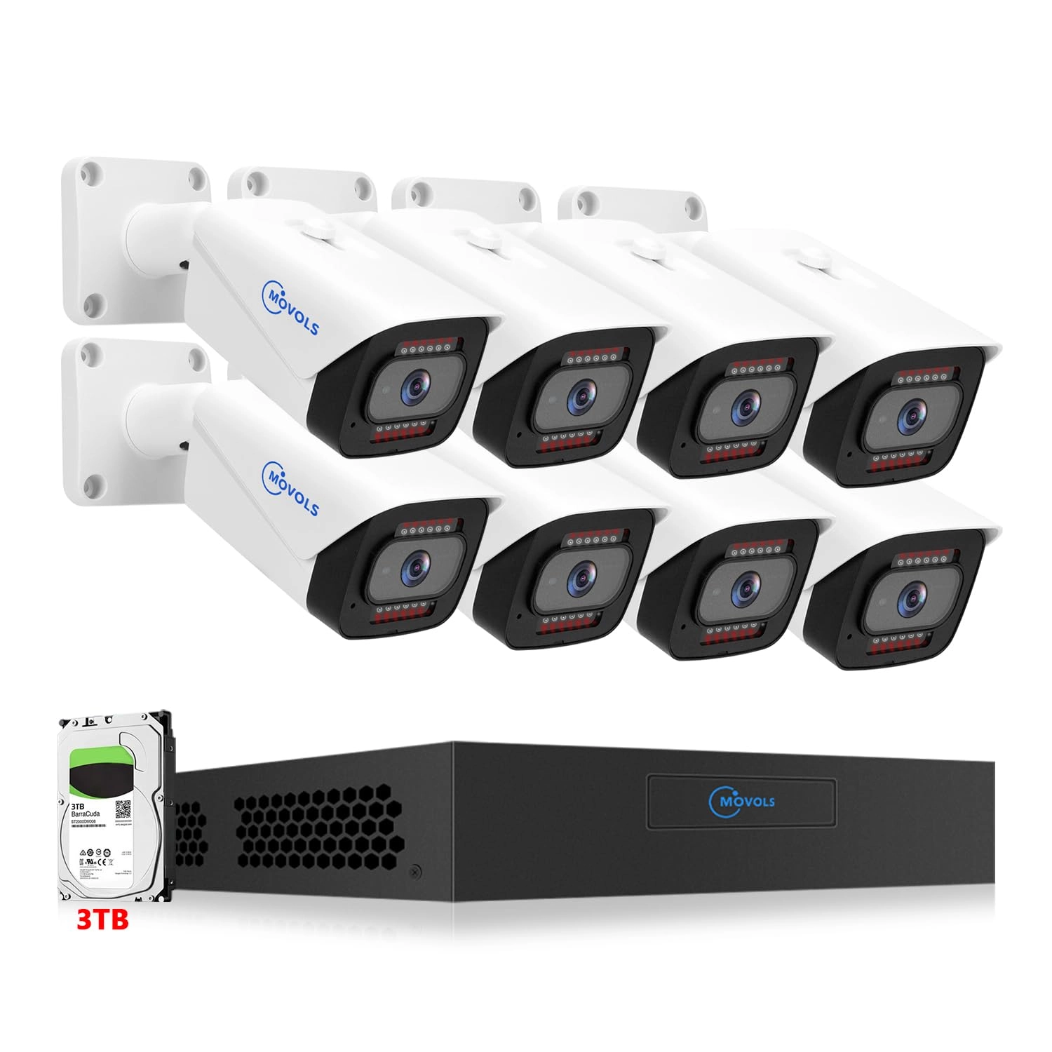 MOVOLS 8CH 8MP Home Security Camera System - 8pcs 8CH 4K