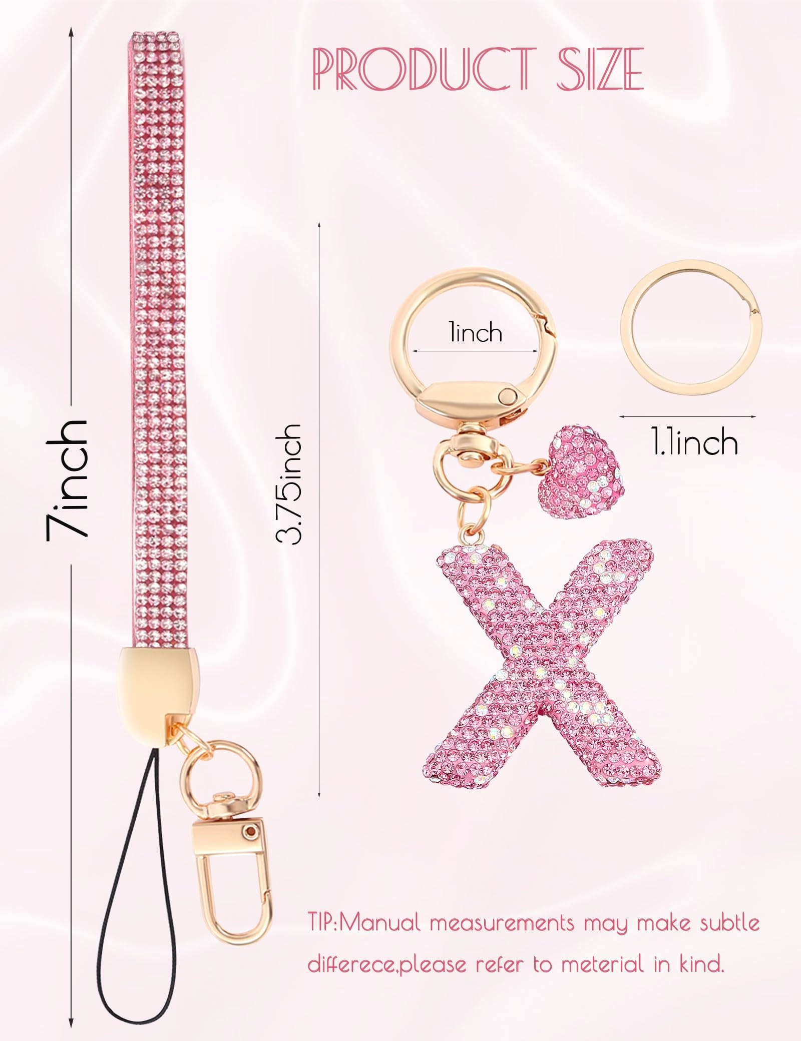 Initial Keychain - L Purple Rhinestone