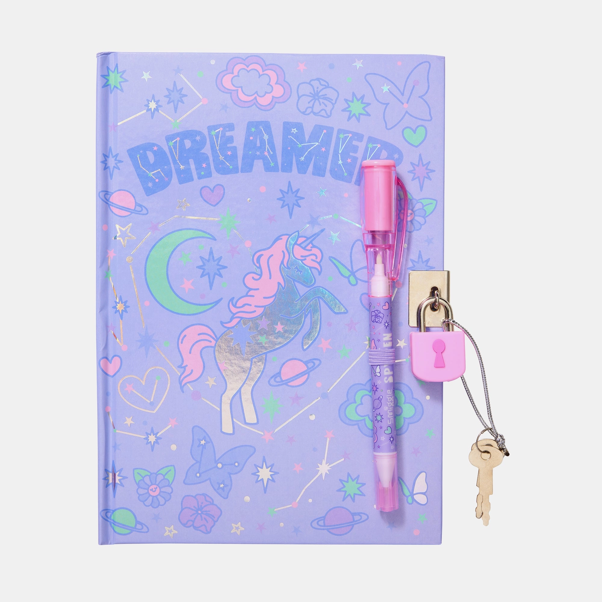 Smiggle Lockable Notebook A5 - Lined 80 Sheets + Spy Pen - Visible & Invisible Ink