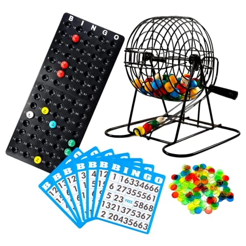 Regal Games Bingo Deluxe - 8" Wheel Cage 75 Bingo Balls 18 Bingo Cards