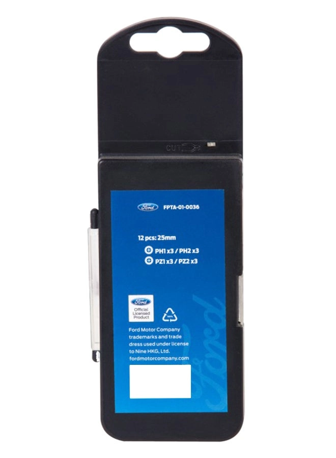 Screw Driving Bits - 12-Piece Silver