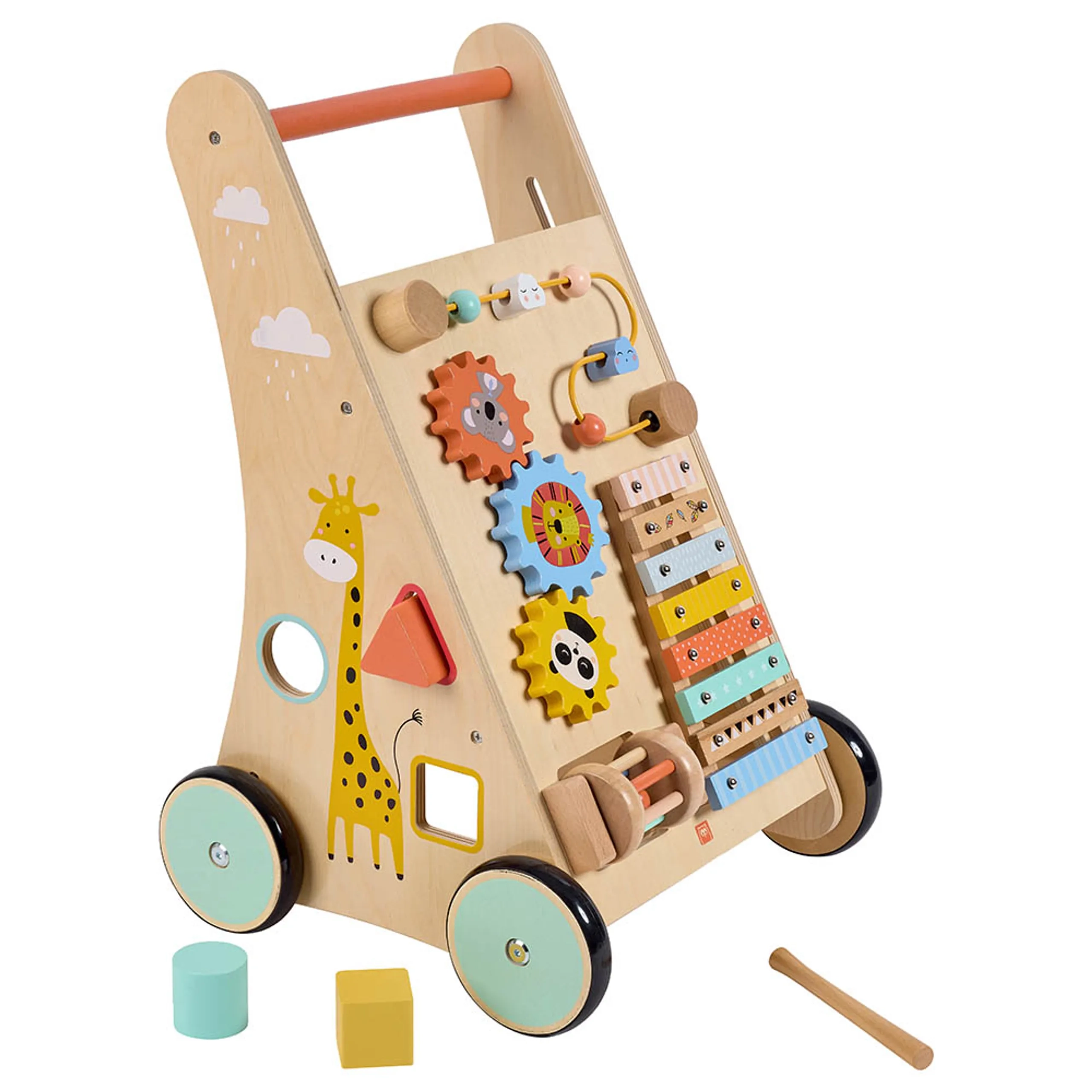 Safari Wooden Baby Activity Walker - 6 activities xylophone