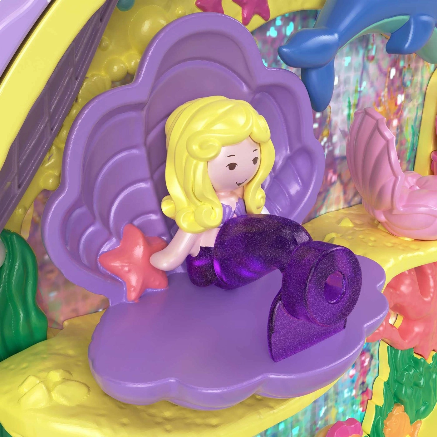 Tiny Power Seashell Purse Compact - Micro Polly and Lila Mermaid Dolls Wearable Strap Ages 4+