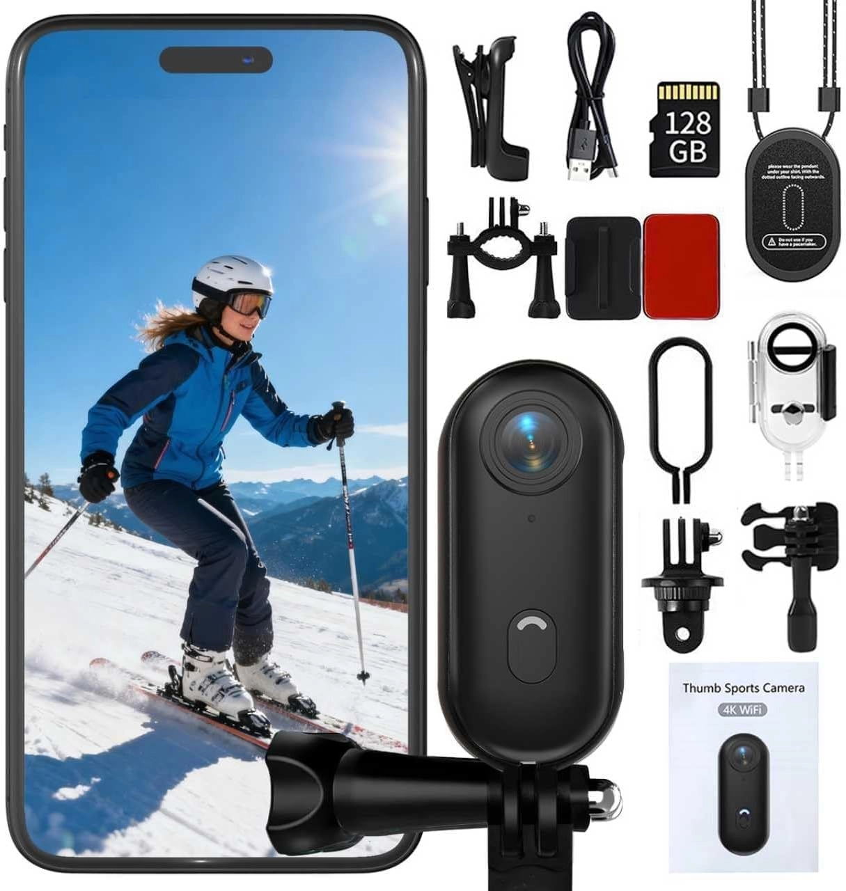 NUISK Thumb Action Camera - one two eight GB 4K