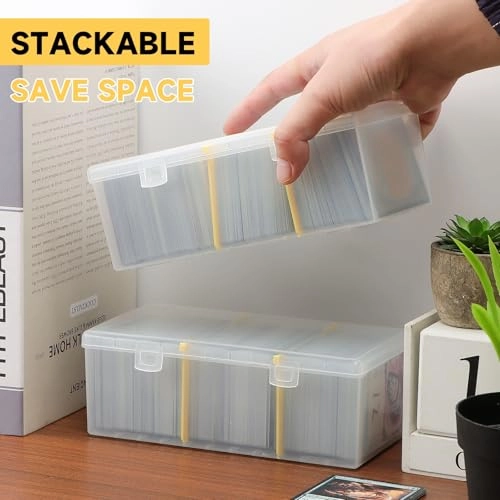 Plastic Trading Card Storage Box - 2Pcs 600+ Unsleeved Cards