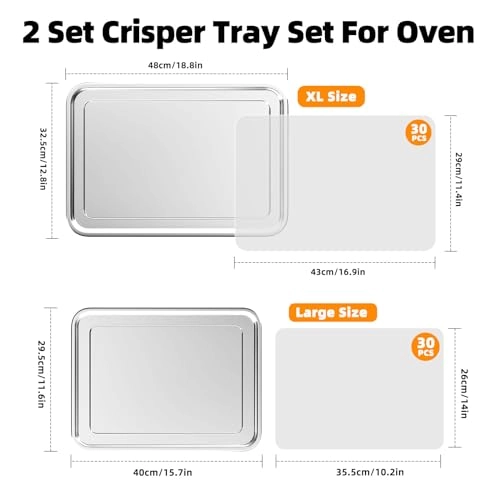 Air Fryer Basket and Tray - Stainless Steel 2 Set