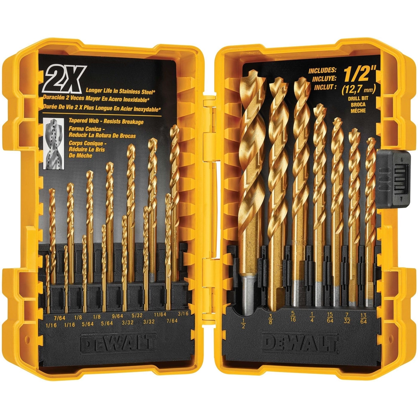 Titanium Nitride Coated Drill Bit Set - Titanium Nitride Coating 21-Piece