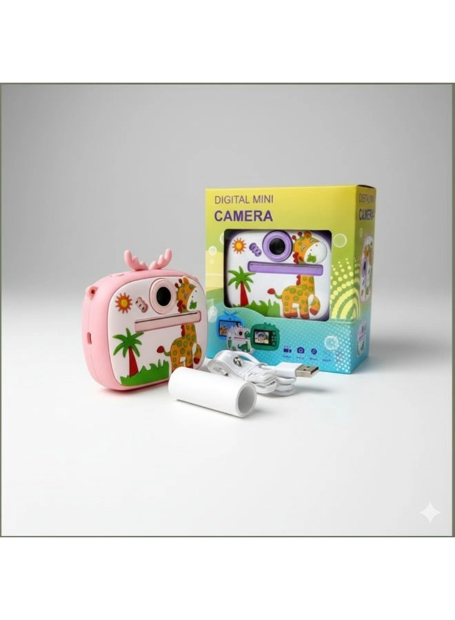 Instant Print Digital Camera - Thermal Paper Pink White