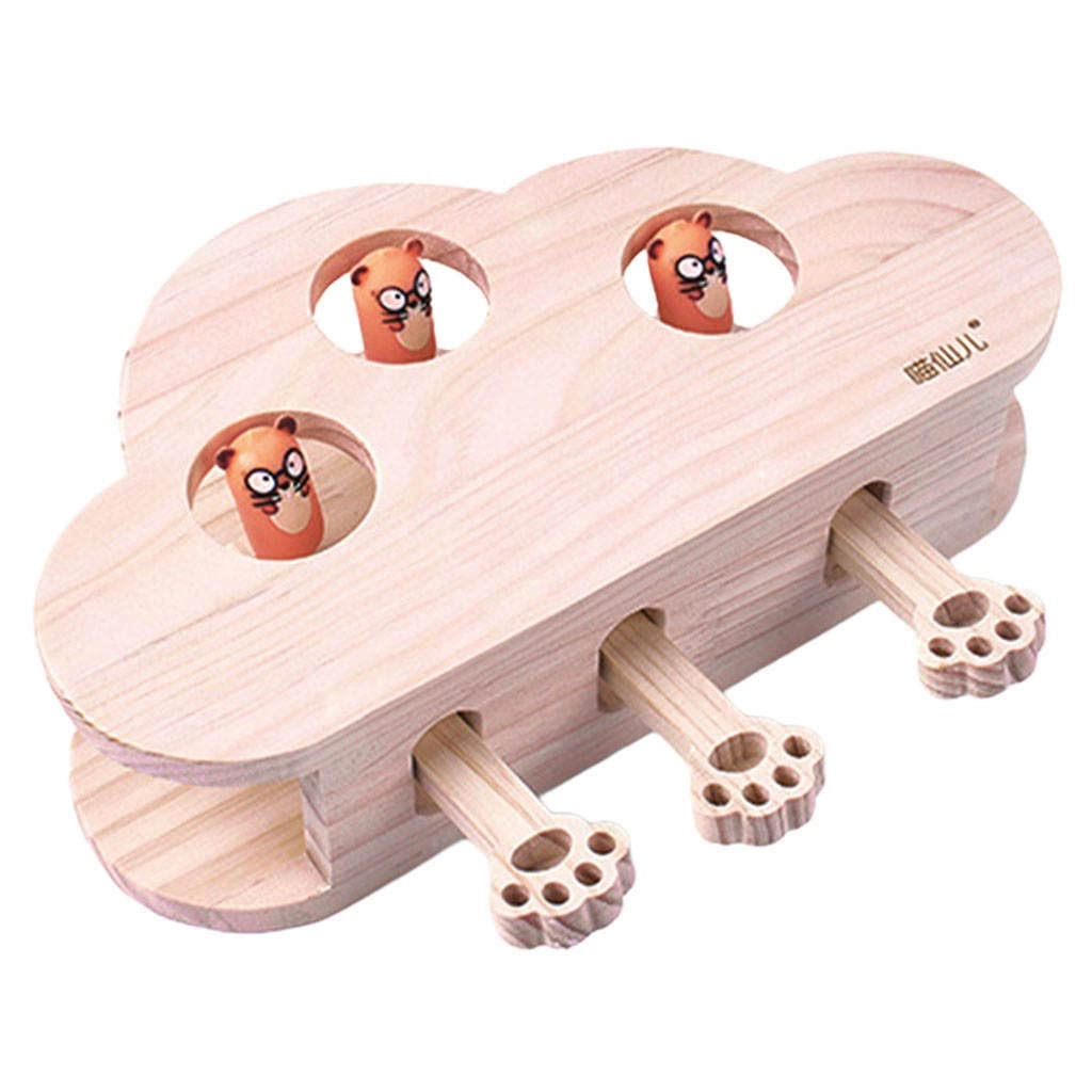 SJYLC Cloud Shape Kitten Cat Hit Gophers Toys Wood Puzzle Box
