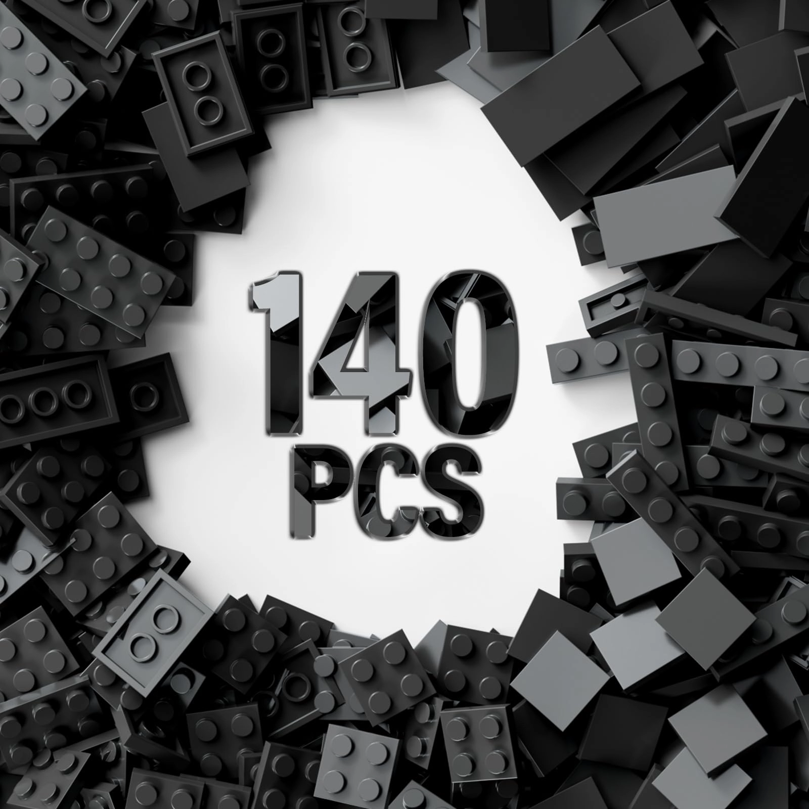 Newbeoding Classic Building Bricks Plate+Tile (A0128) - Black Plastic