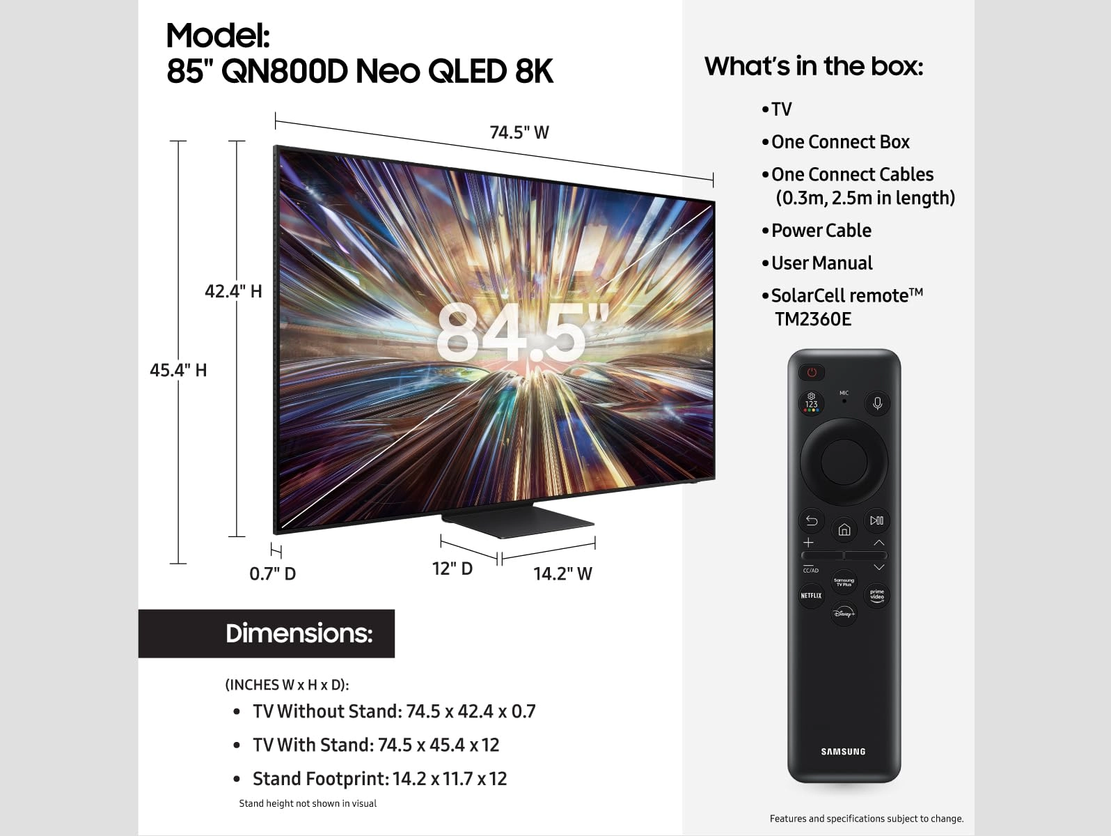 QA85QN800DUXZN - 85 Inch