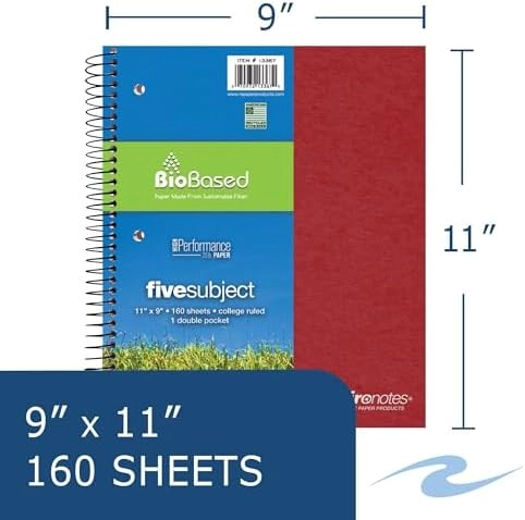 Notebook 9 X 11 Spiral - Lined 200 Sheets