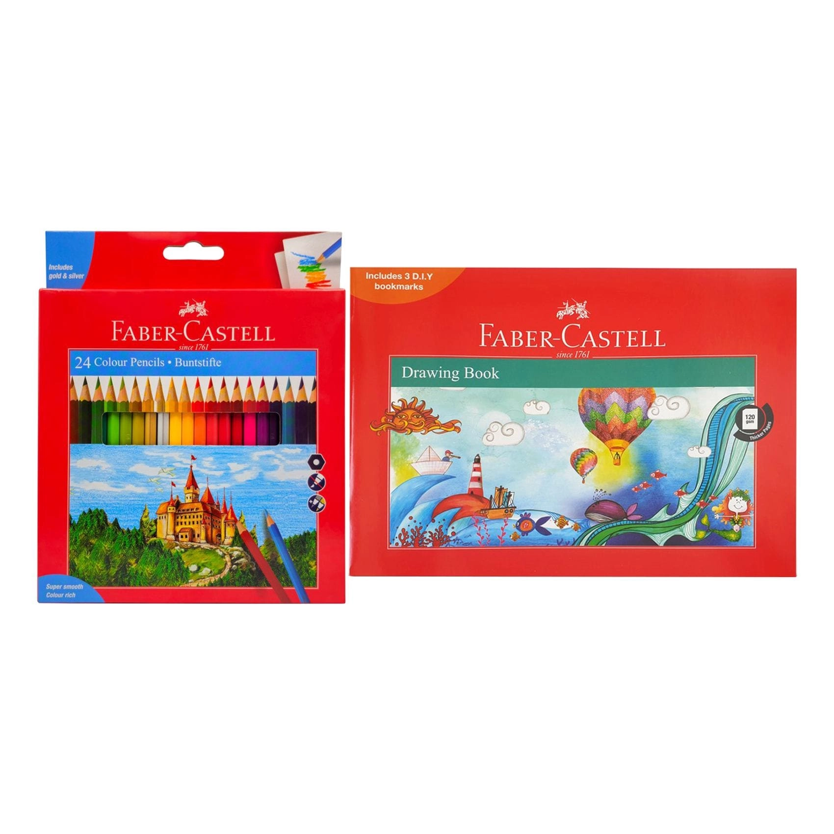 Faber-Castell Colour Pencil - 24 PCS + Drawing Book