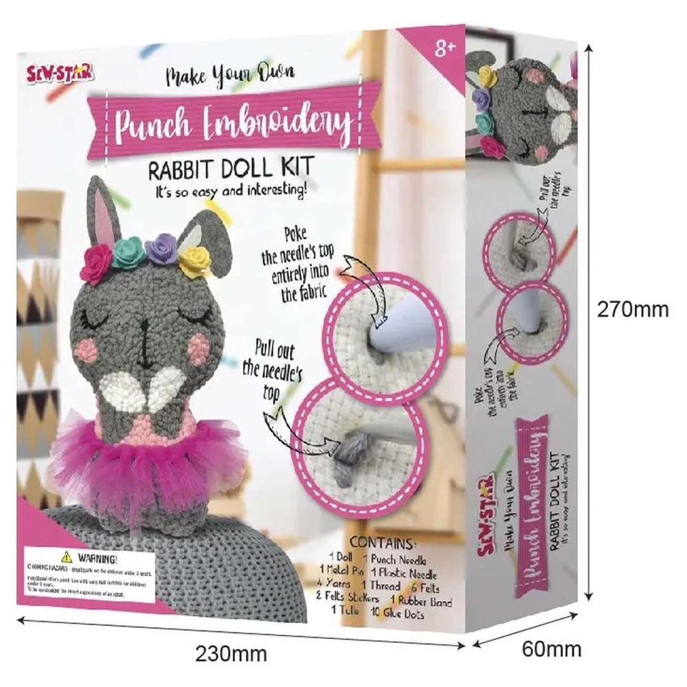 Punch Handmade Crochet Embroidery Mini Rabbit Doll Kit