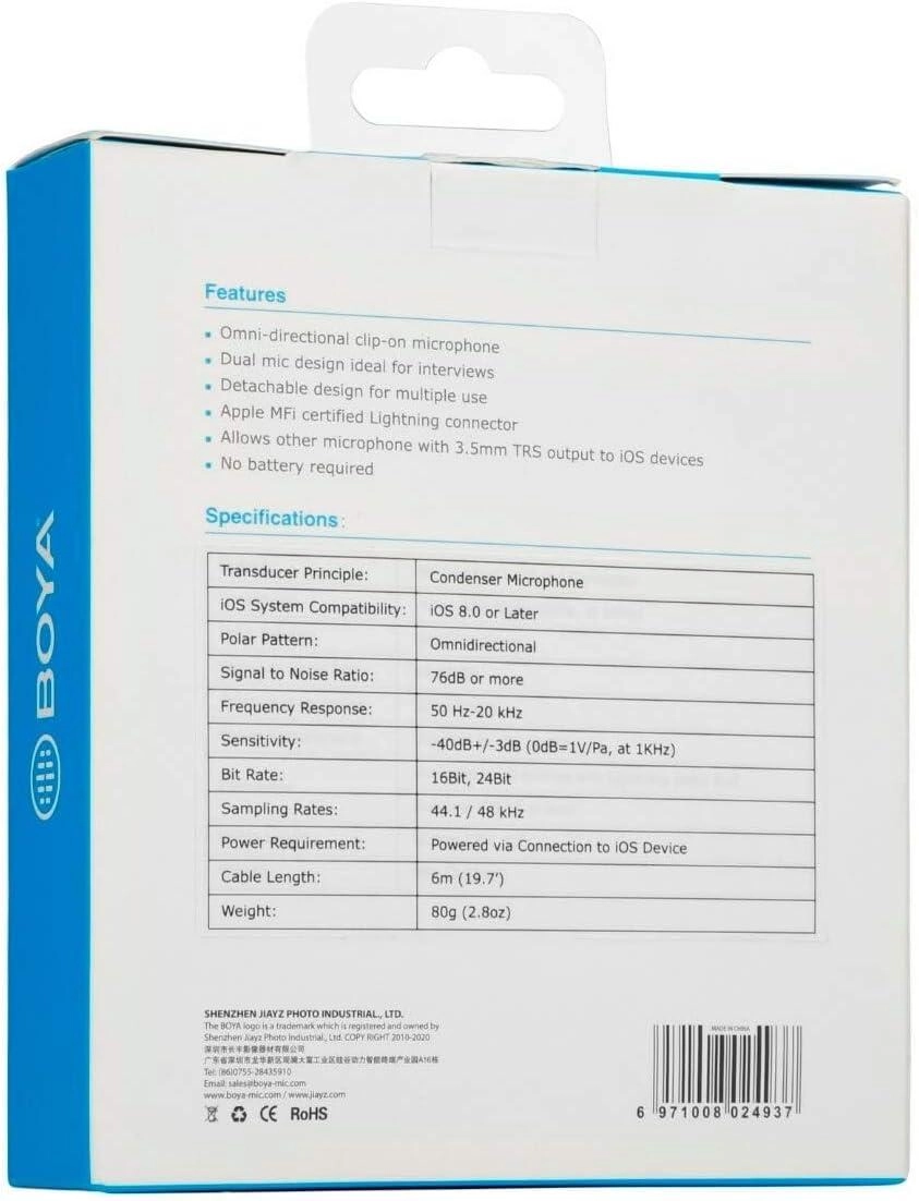 BY -M2D Lightning+3.5mm-Mini-Jack Microphone