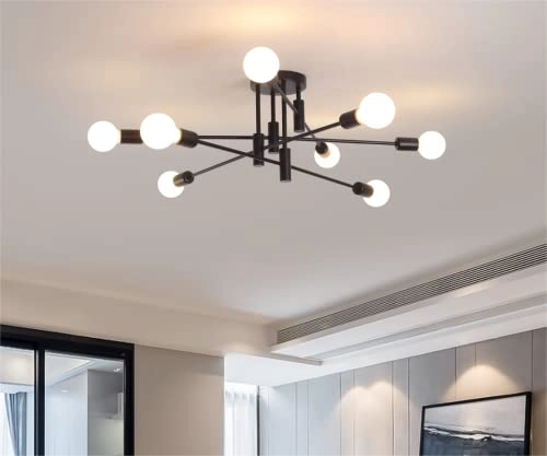 Sputnik Chandelier - 8-Light Black E27