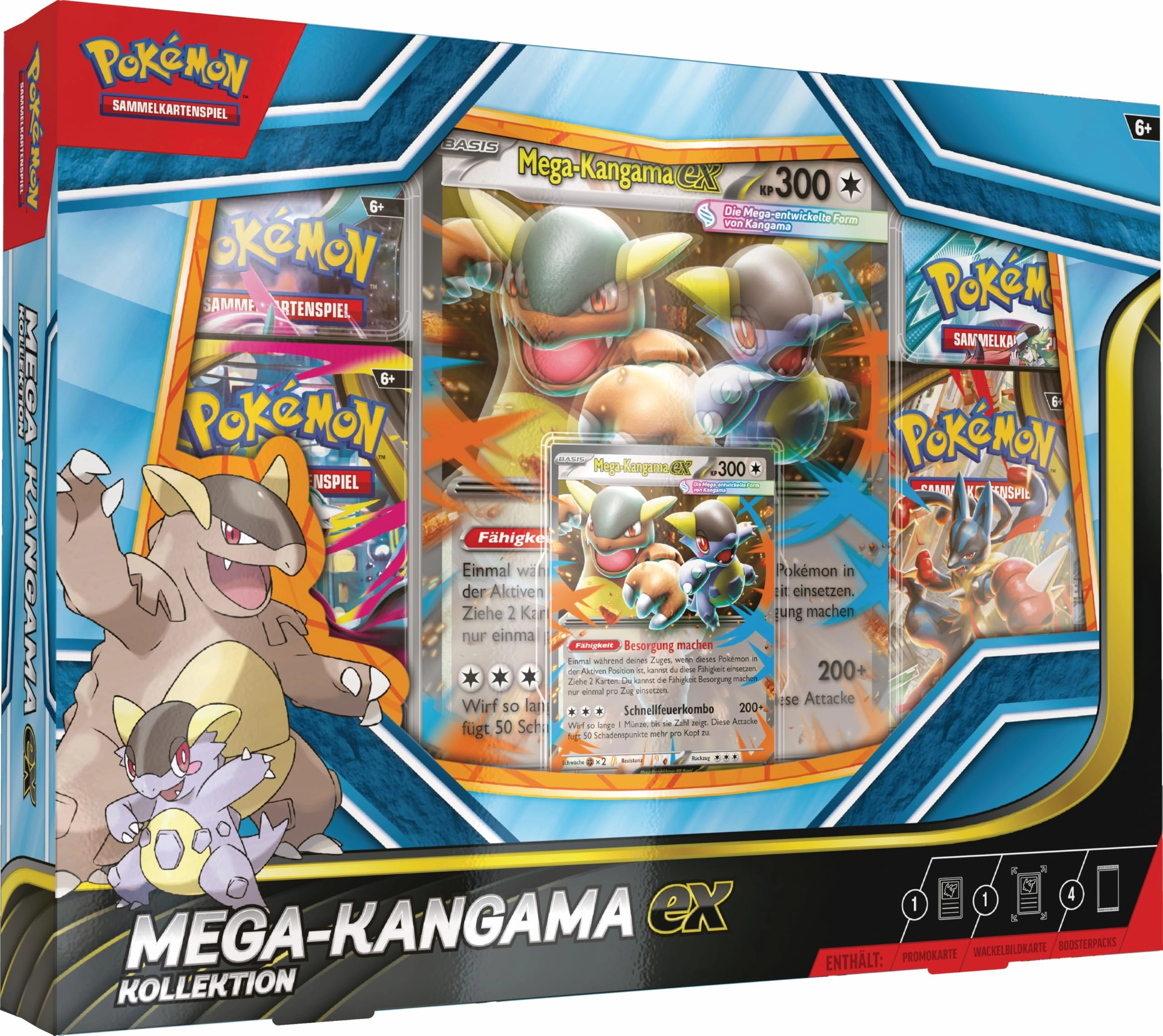 Pokmon Mega-Kangama-ex - 1 Holographic Promo Card 1 Oversized Animated Card 4 Boosters