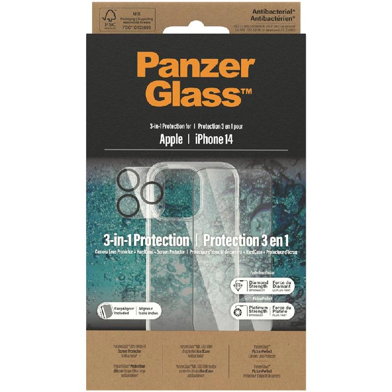 Hard Case - Clear for iPhone 14 + Screen Protector + Camera Lens Protector