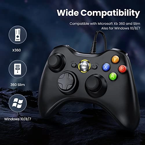 PC Controller - Black Xbox 360 & Slim/PC Windows 10/8/7