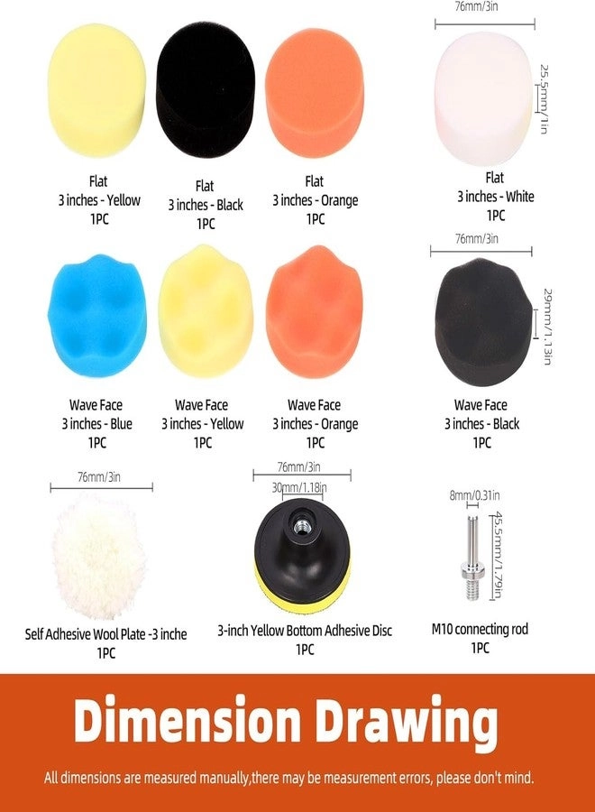 Car Foam Polishing Pads Kit - 3 Inch