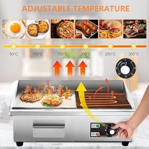 Commercial Electric Griddle - 2500W 451 x 300 mm