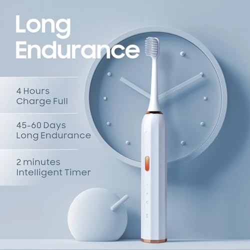 Sonic Toothbrush - Type-C rechargeable 2 Replaceable Brush Heads 3 Modes