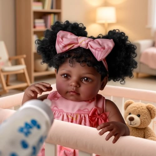 Reborn Baby Doll - 20 Inch Soft Cloth Body Black Girl Ages 3+