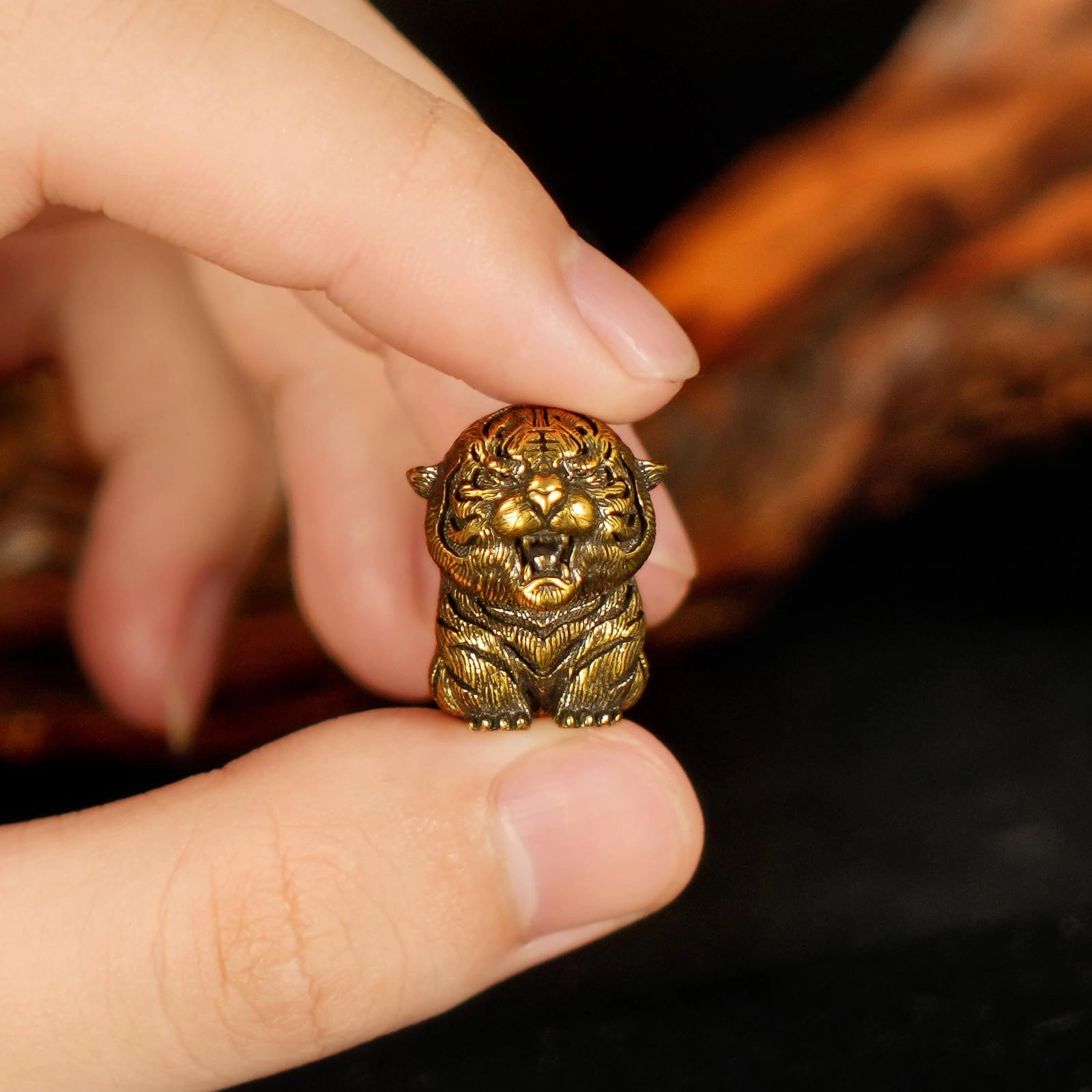 Baby Tiger Statue - Brass