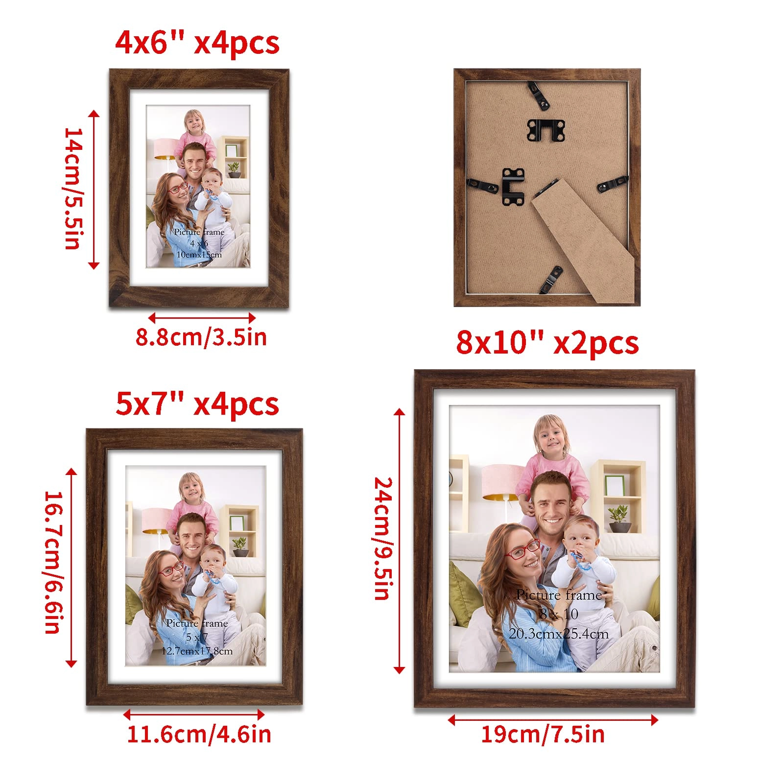Picture Frames - 4x6 5x7 8x10 Set