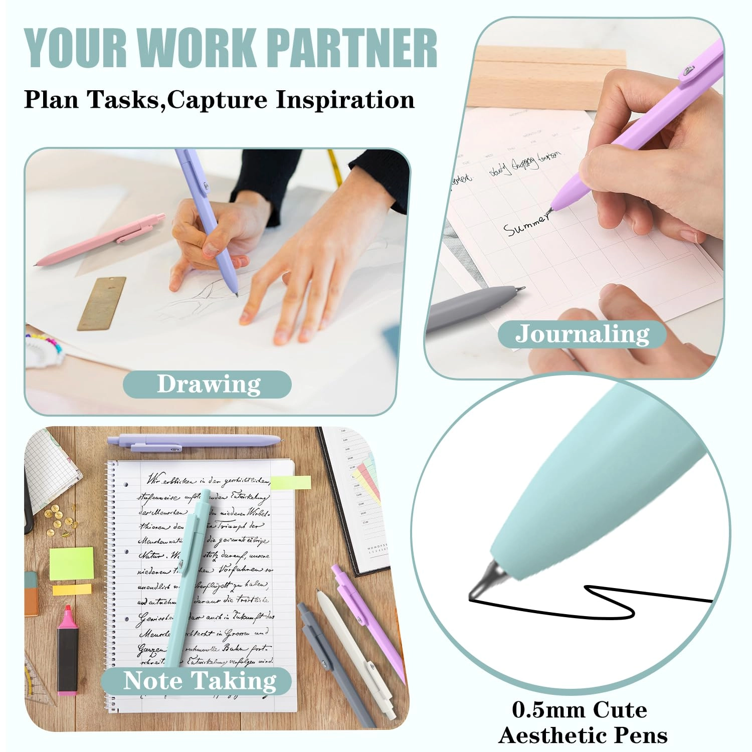 Aesthetic Pens - 8 Pcs 0.5mm