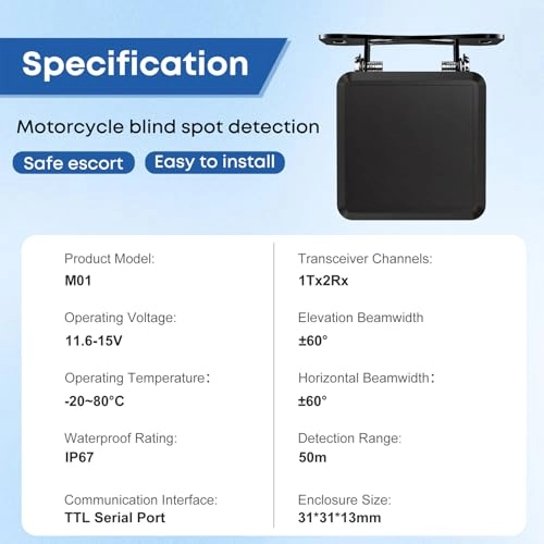 Motorcycle Blind Spot Detection System - 120°
