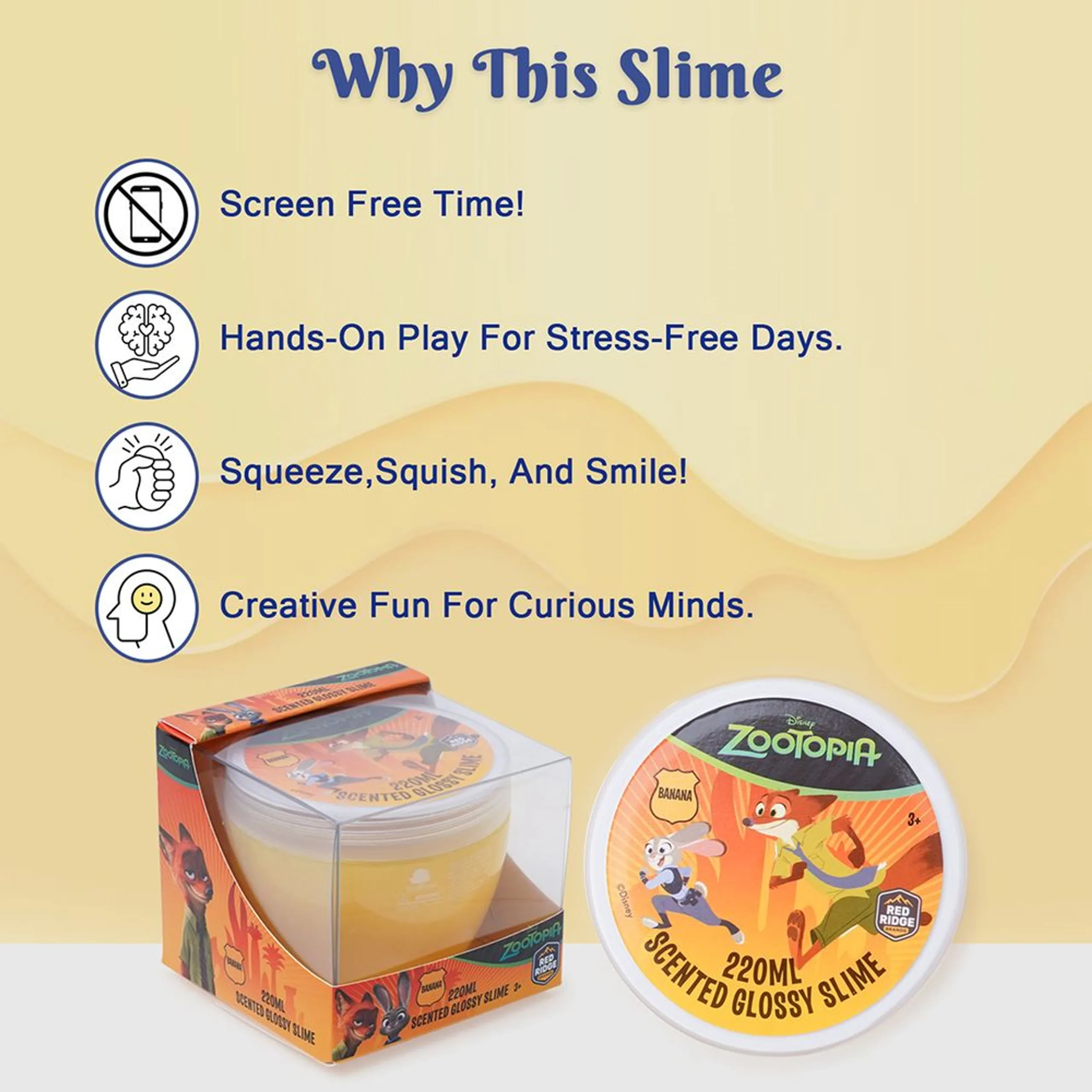 Disney Zootopia Scented Glossy Slime - Banana 220 ml - 3 years+