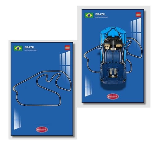 Le-go Display Wallboard for Technic Bugatti Chiron Race Car (42083) - Interlagos Circuit in Brazil Le-go