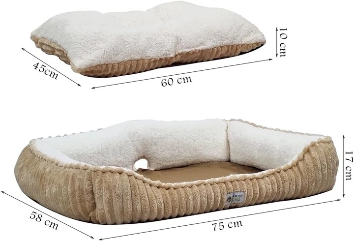 Winter warm pet bed - 75 cm Brown