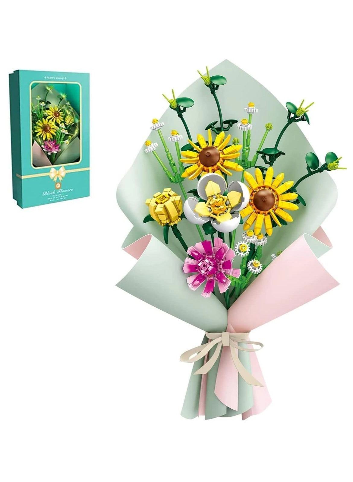 SYOSI Flowers Bouquet Building Sets - Building Bricks DIY with Lights