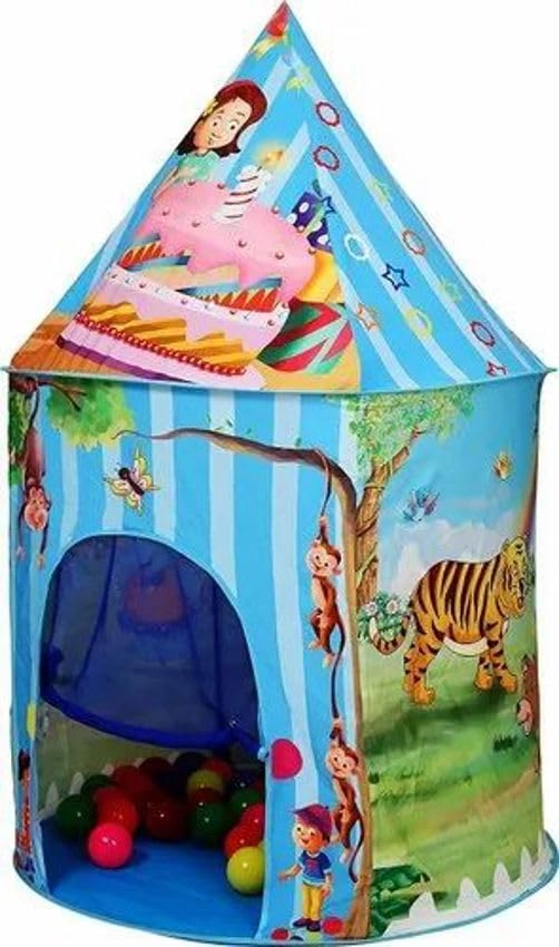 BabyGo Jungle Theme Play Tent - 140cm x 135cm x 70cm Blue with Jungle Theme