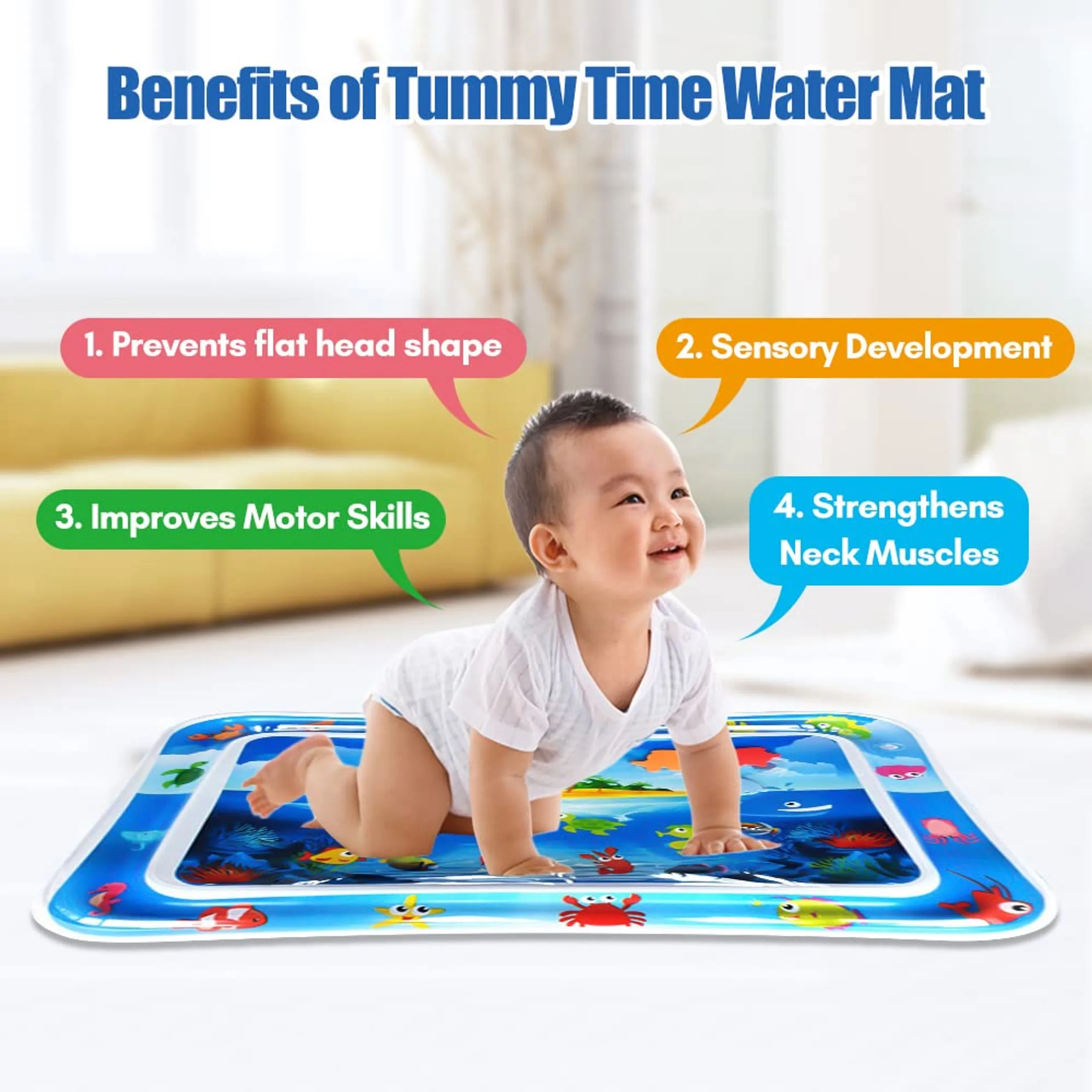 Tummy Time Inflatable Water Playmat - ocean-themed 0 month