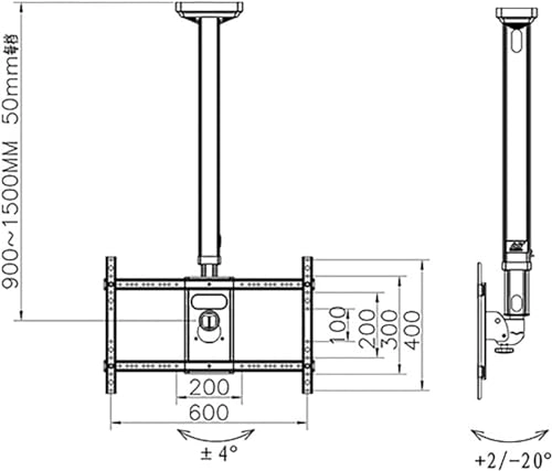 TV Ceiling Mount - 50kg 32-75 inch