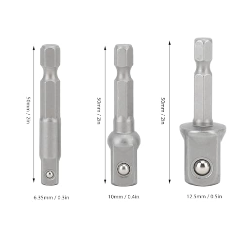 Power Drill Adapter - 3 Piece 1/4" 3/8" 1/2" Stainless Steel