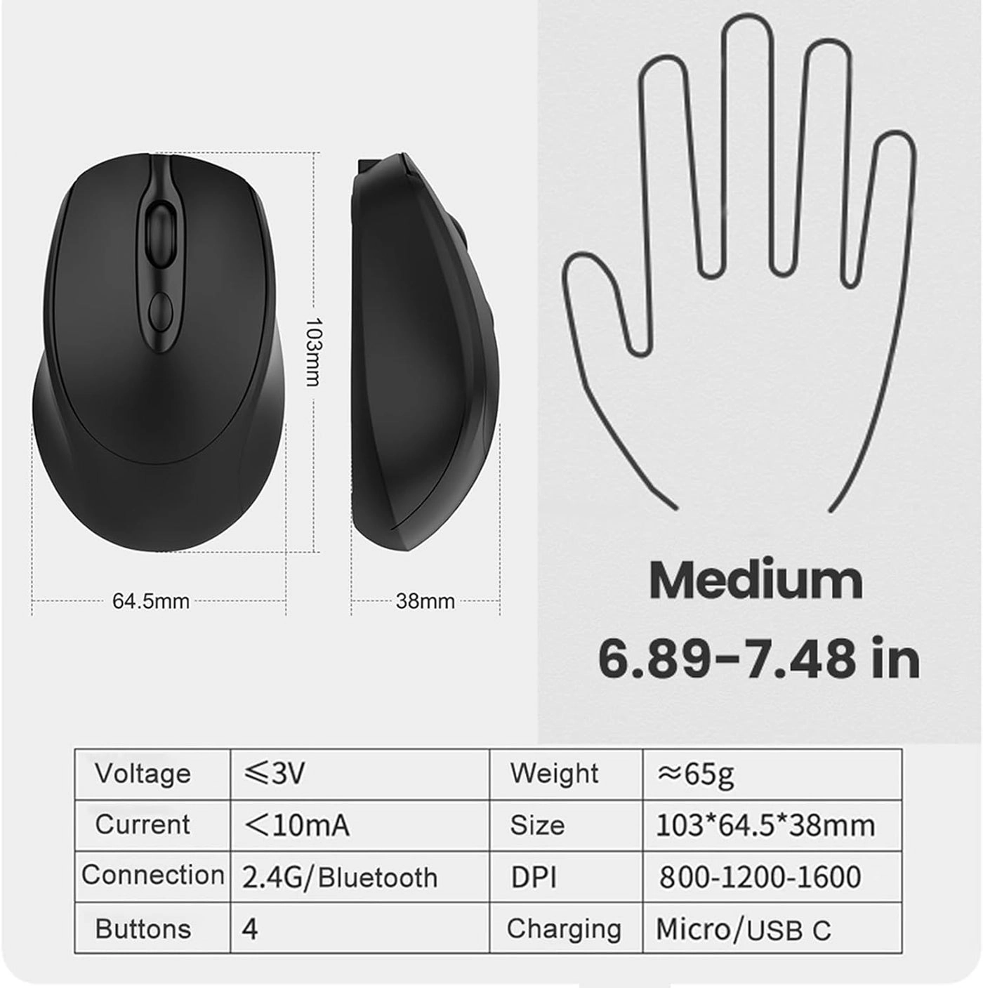 Type-C Rechargeable Mouse - Bluetooth