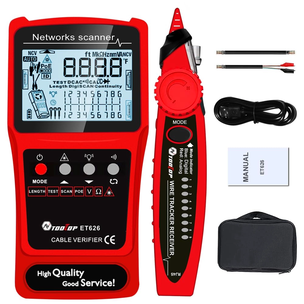 Handheld Portable 2in1 Network Cable Tester - LCD Display POE Test