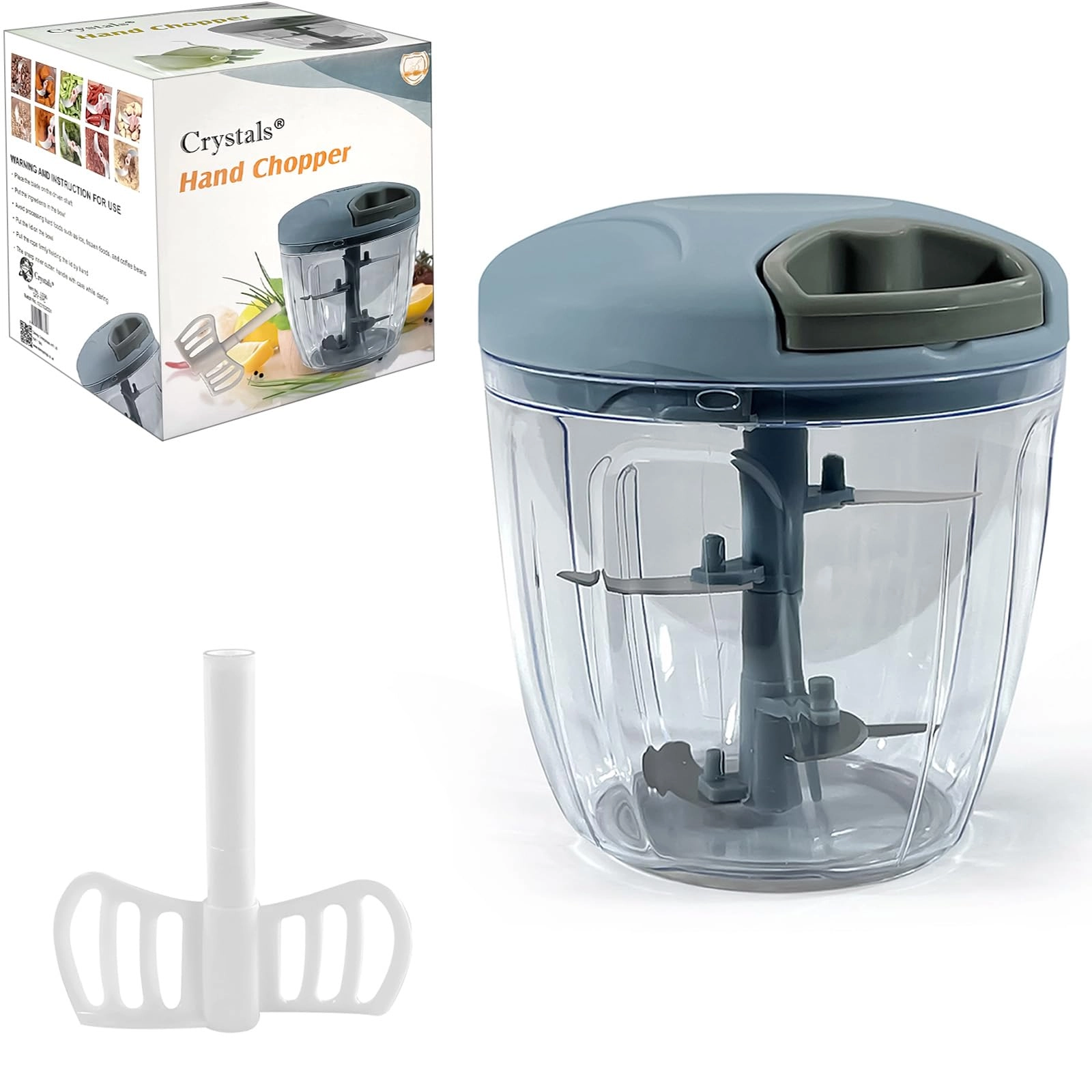 Crystals Manual Food Chopper & Processor - 900ml 5 Blades